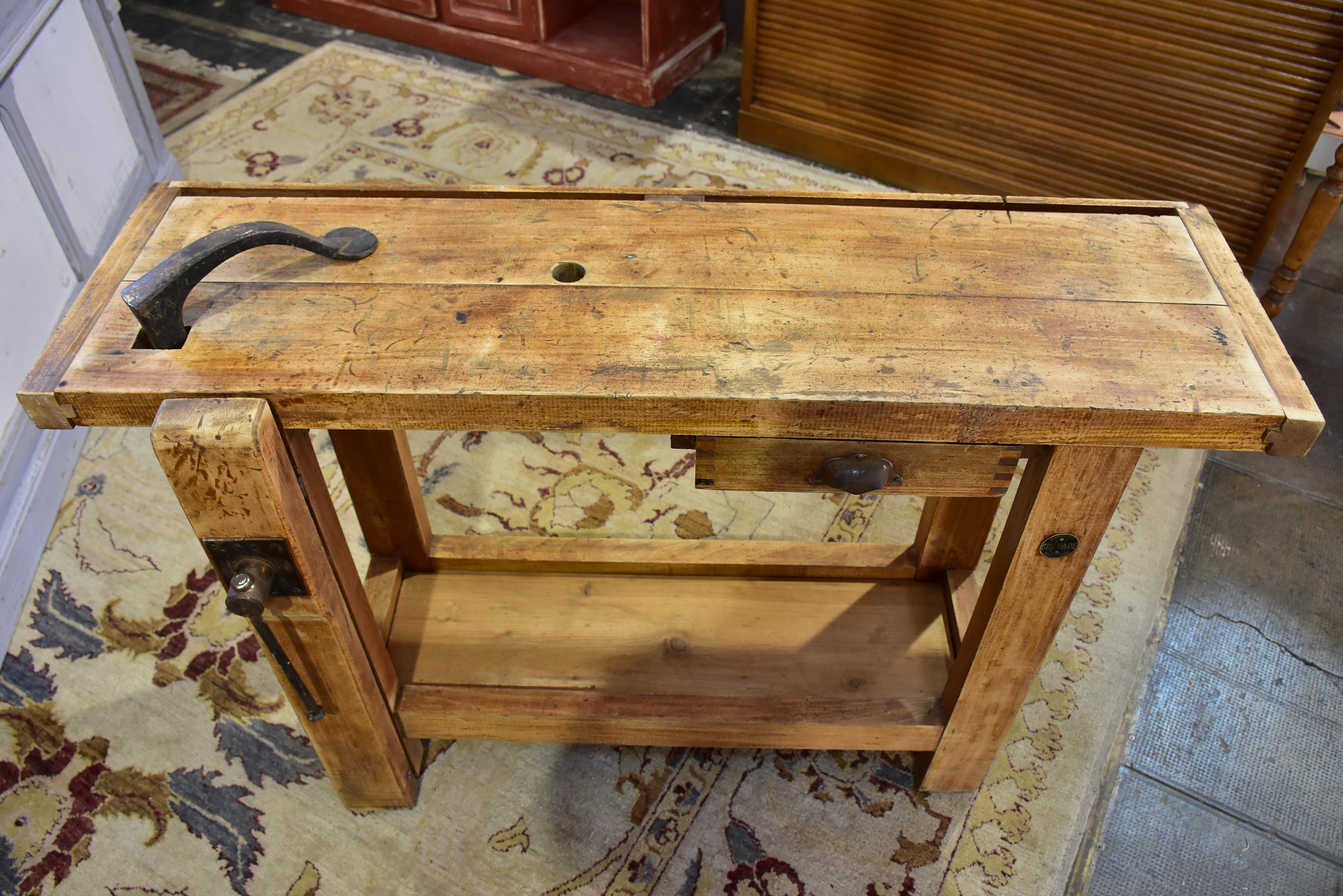 Vintage French carpenter's work bench - branded