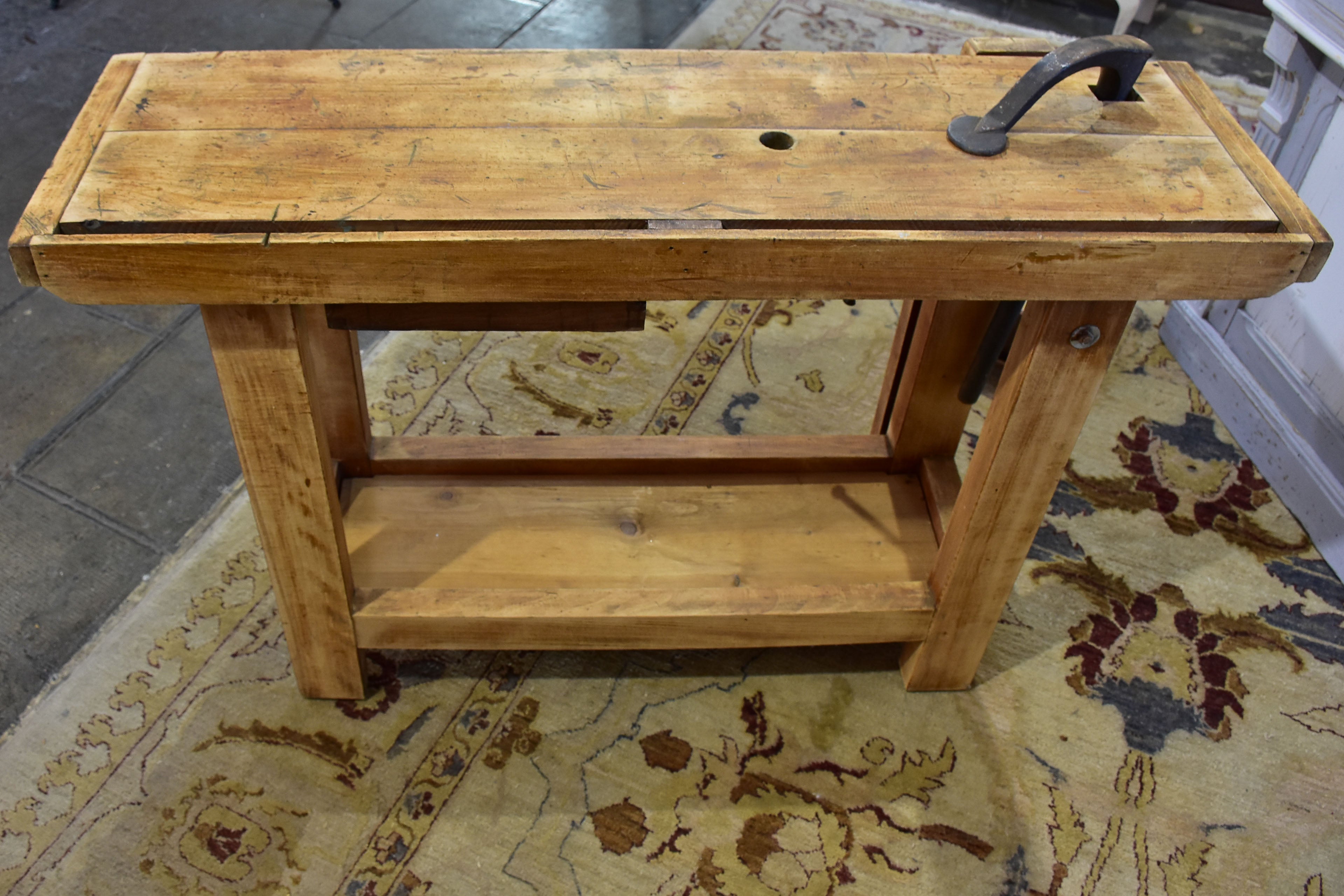 Vintage French carpenter's work bench - branded