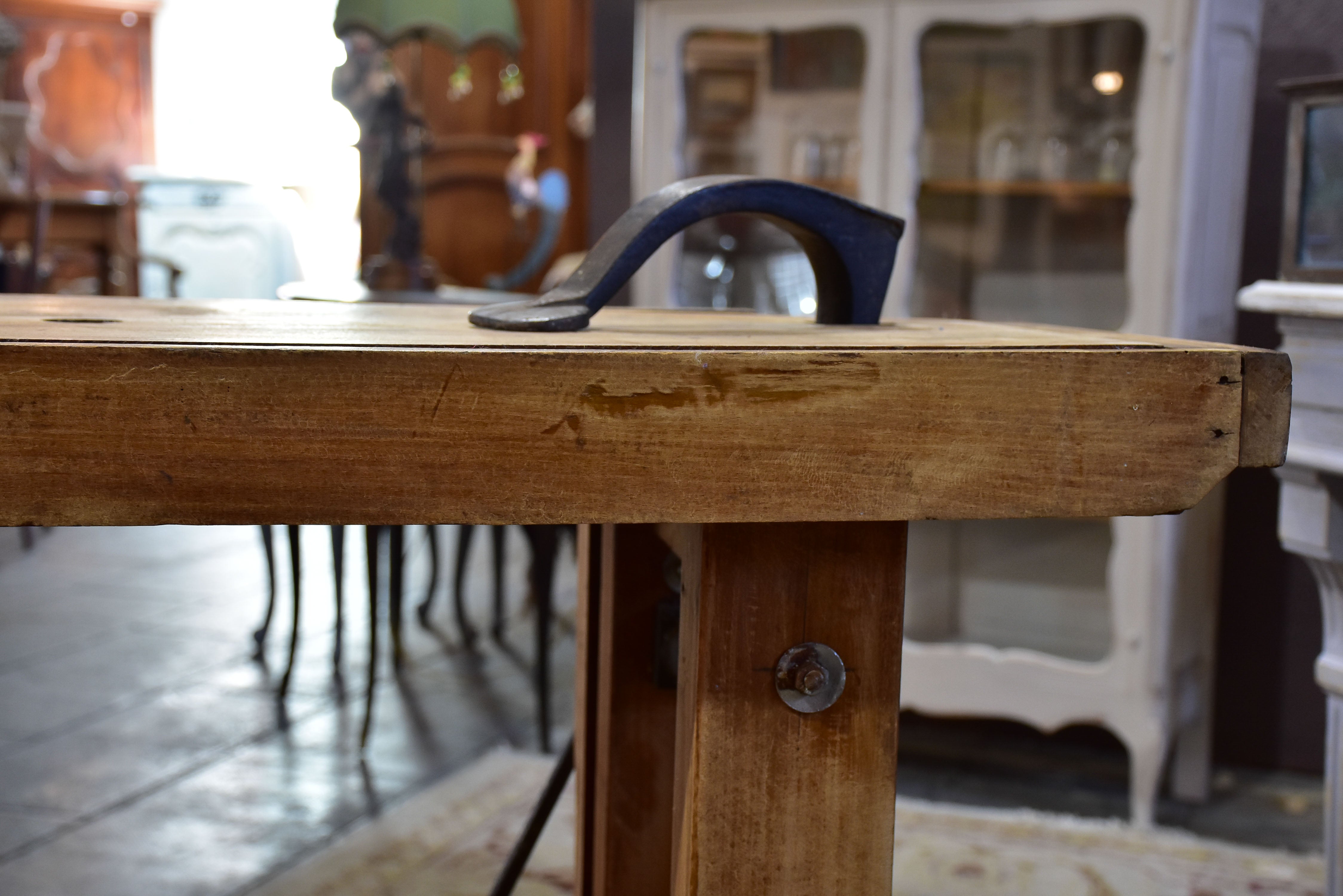 Vintage French carpenter's work bench - branded