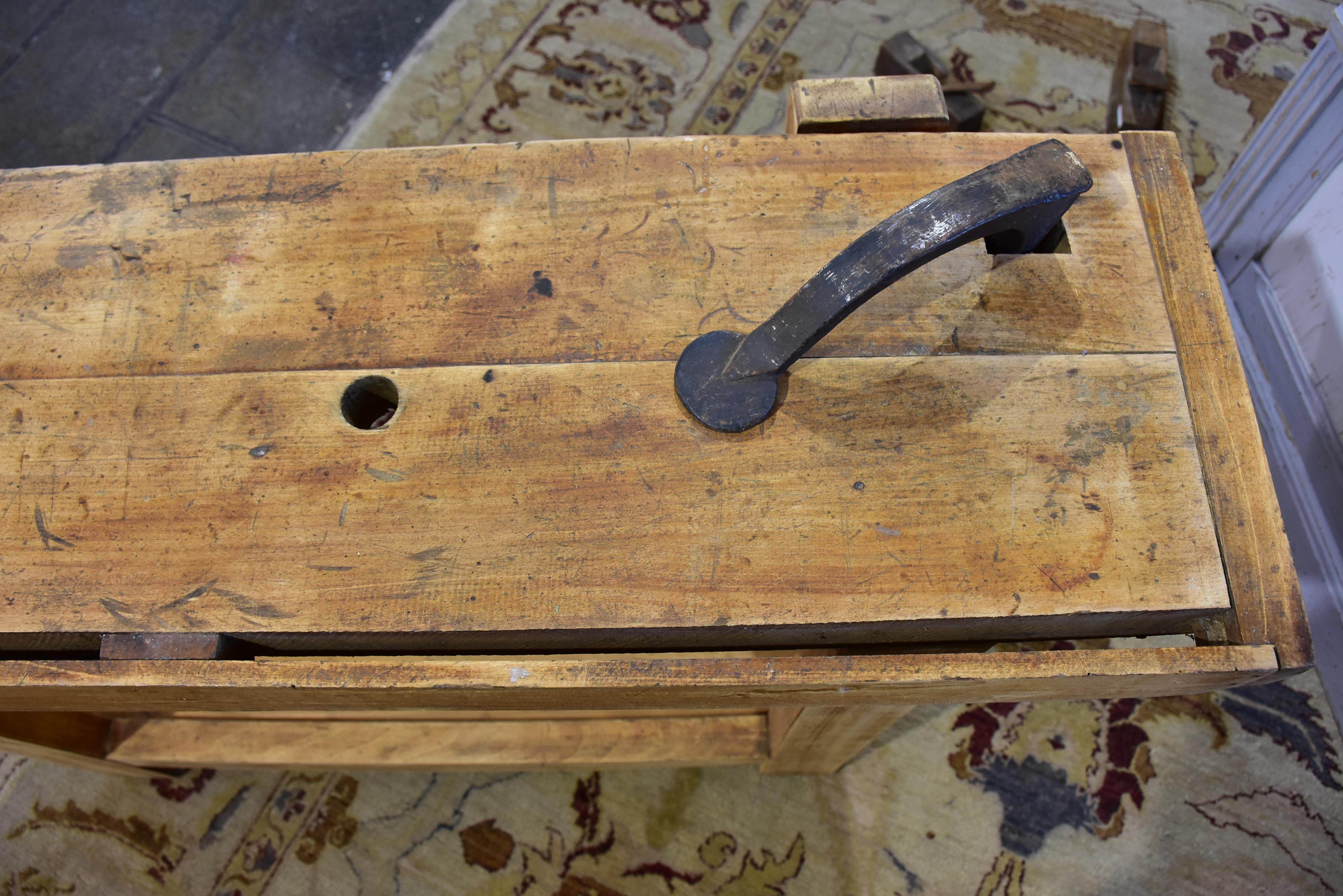 Vintage French carpenter's work bench - branded