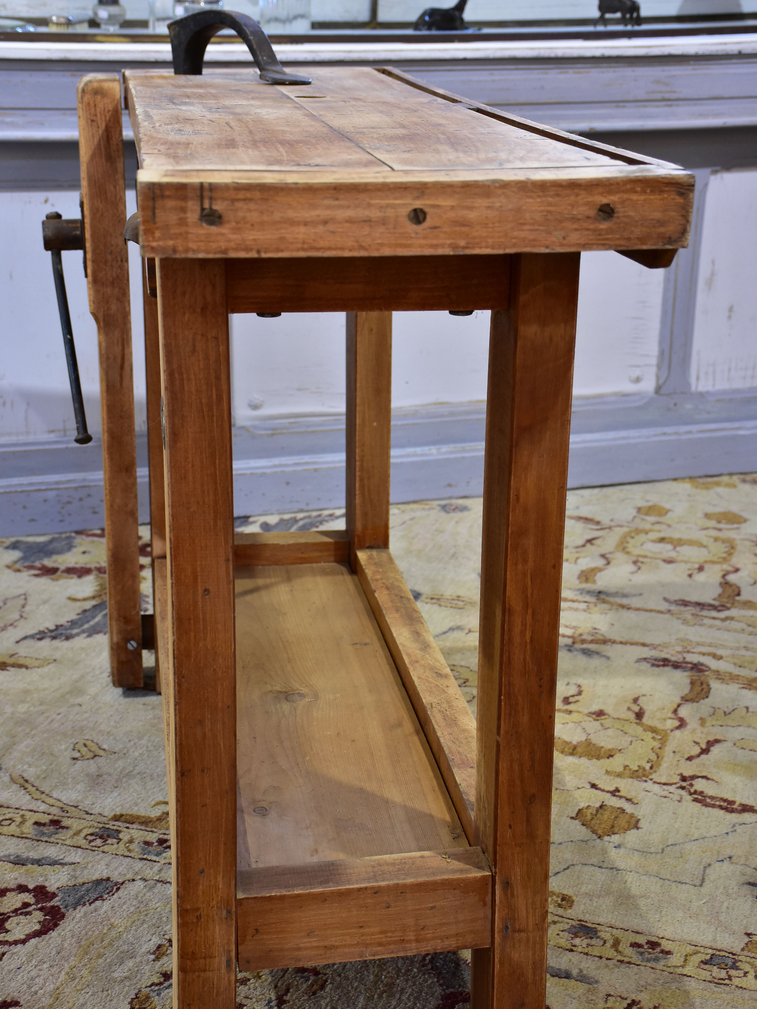 Vintage French carpenter's work bench - branded