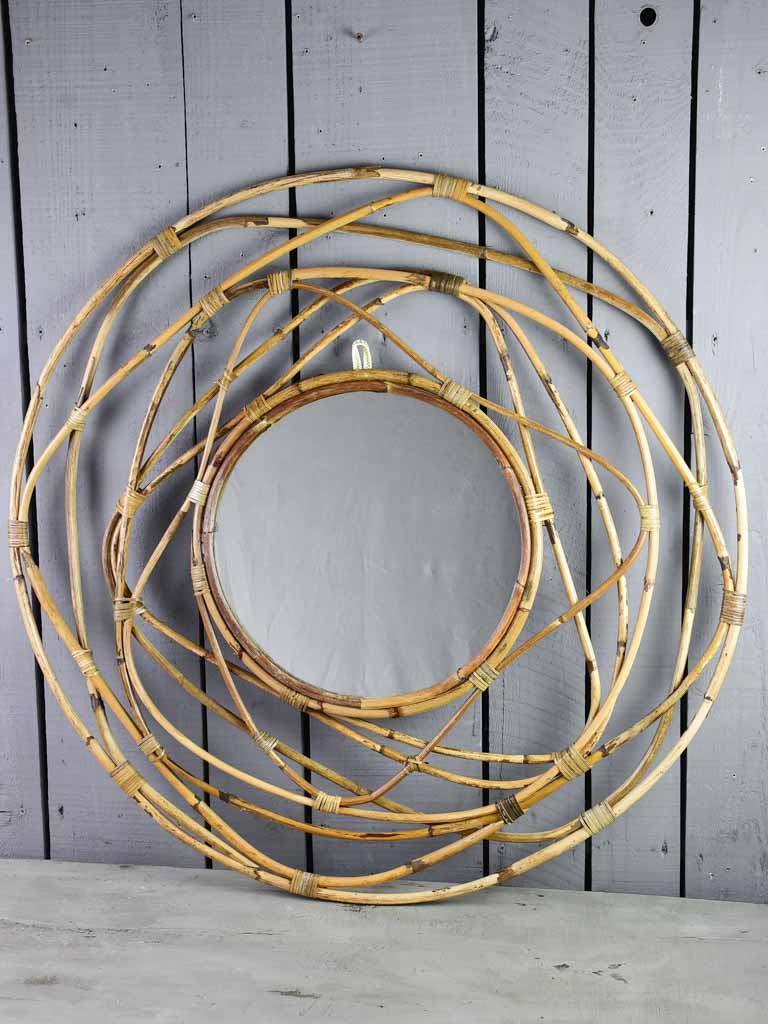 Large vintage French mirror with cane frame 34¾"