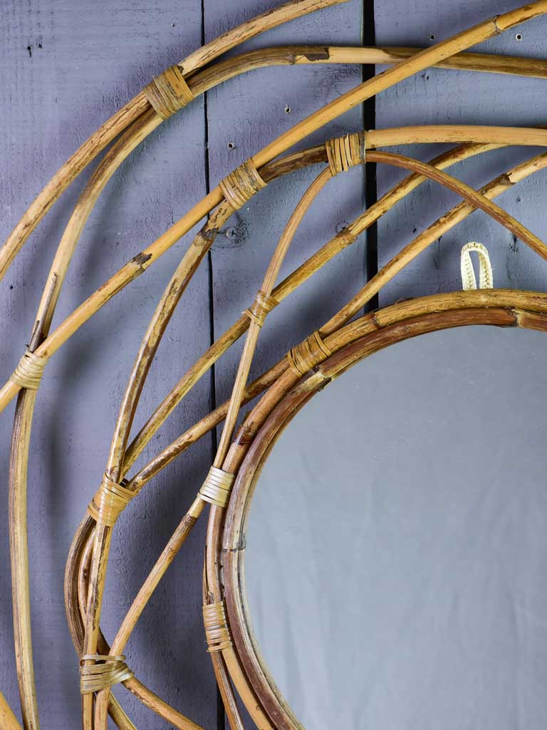 Large vintage French mirror with cane frame 34¾"