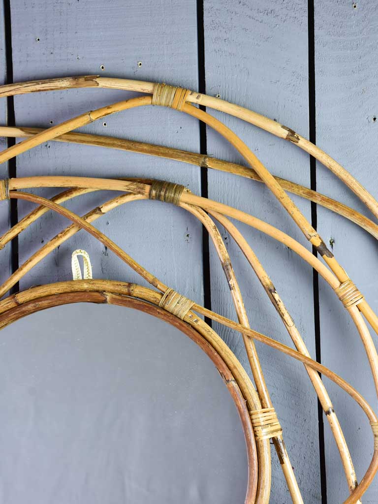 Large vintage French mirror with cane frame 34¾"