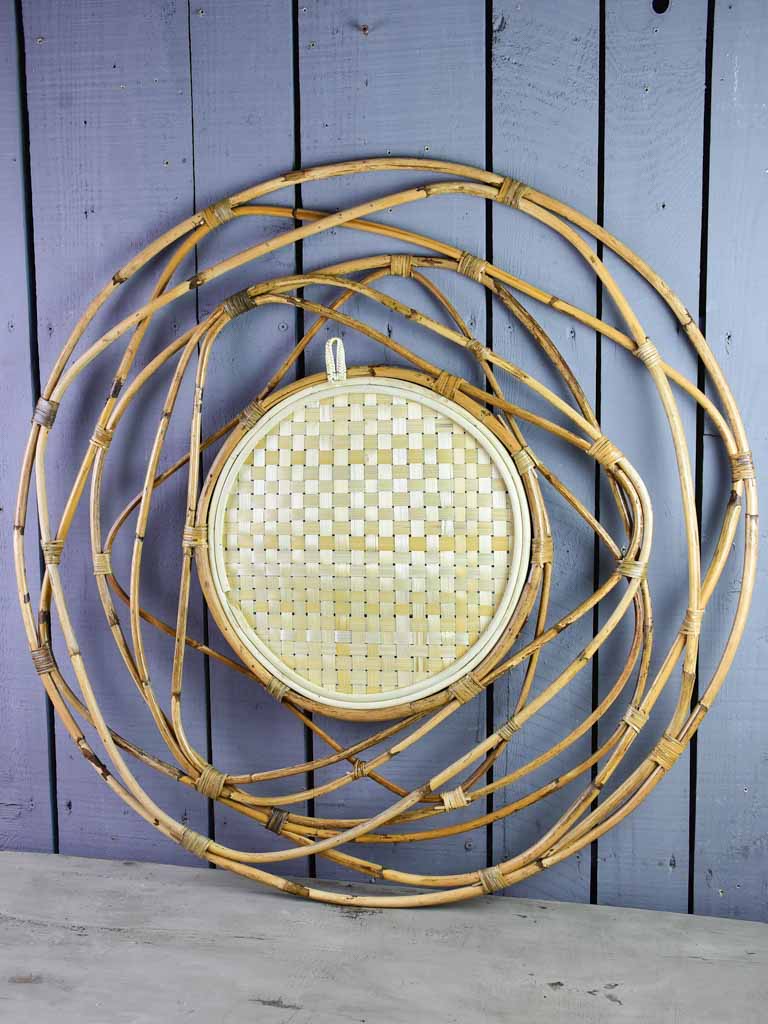 Large vintage French mirror with cane frame 34¾"