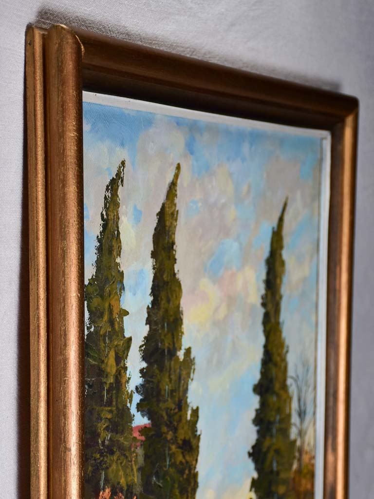 Vintage French oil on canvas of a country road in Provence, near Gigondas 21¼ x 27¼""