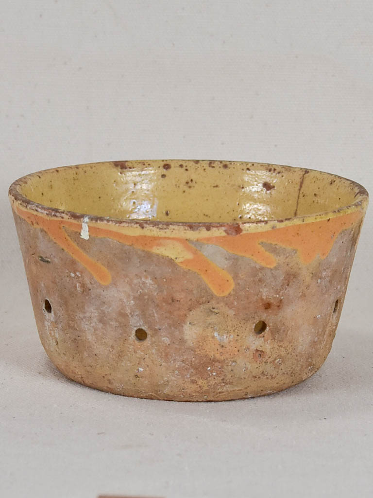 Antique French clay cheese strainer