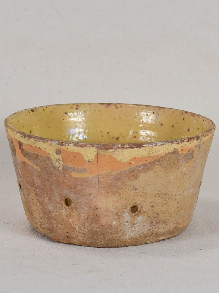Antique French clay cheese strainer