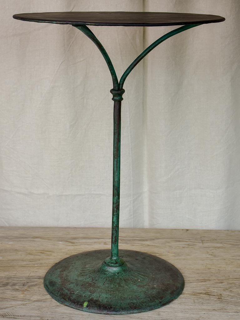 Antique French garden table from Grenoble with green patina