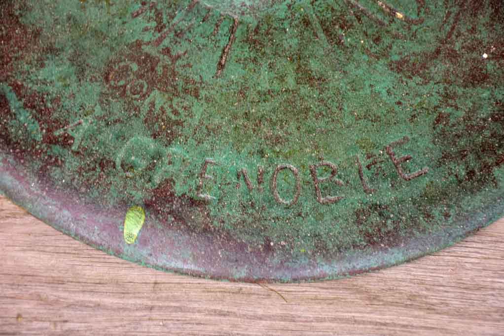 Antique French garden table from Grenoble with green patina