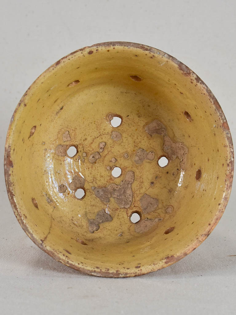 Antique French clay cheese strainer
