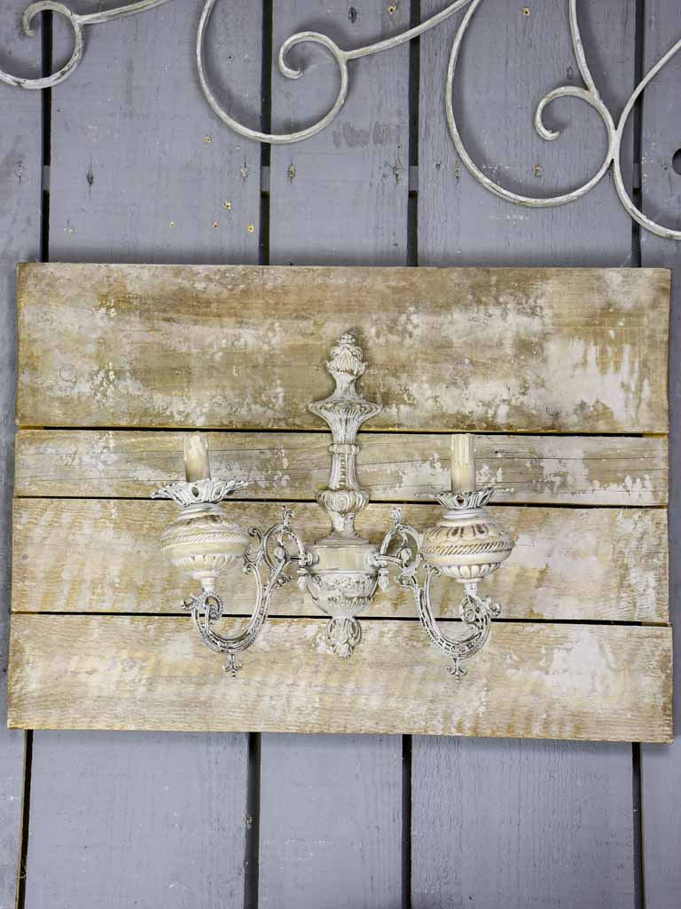 Pair of artisan made wall sconces for candles - salvaged antique materials