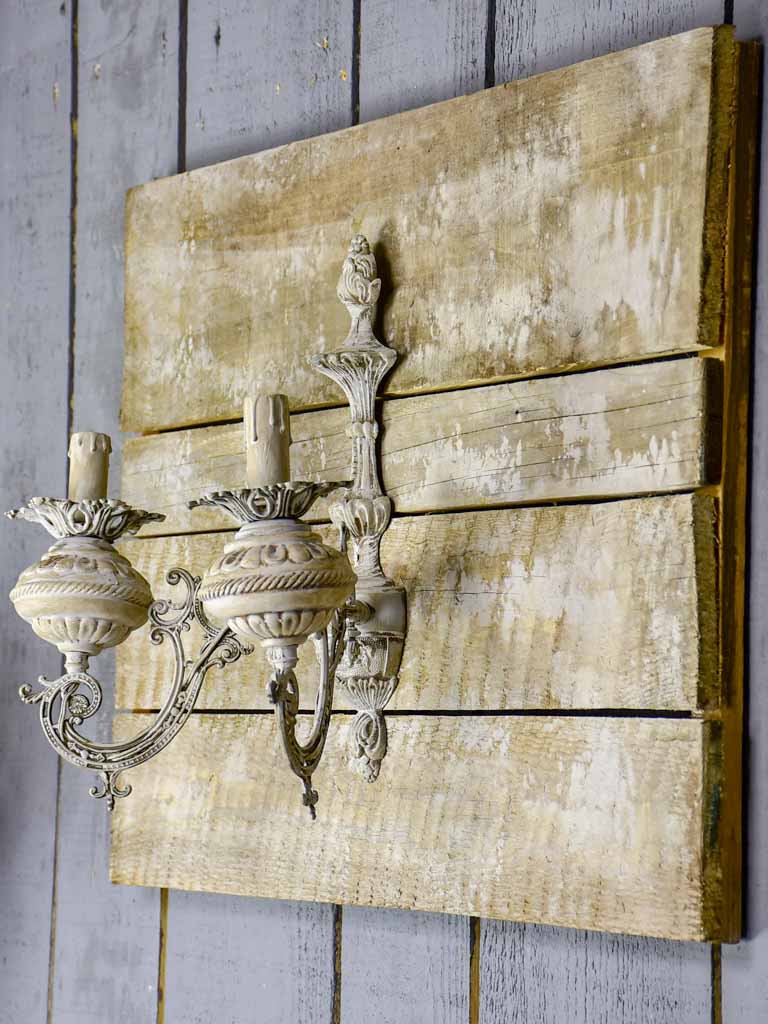 Pair of artisan made wall sconces for candles - salvaged antique materials
