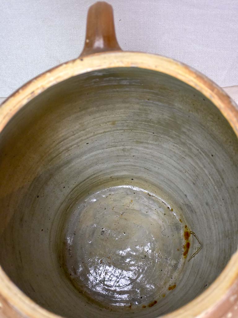 Large antique ceramic olive pot with four handles and lid 22"