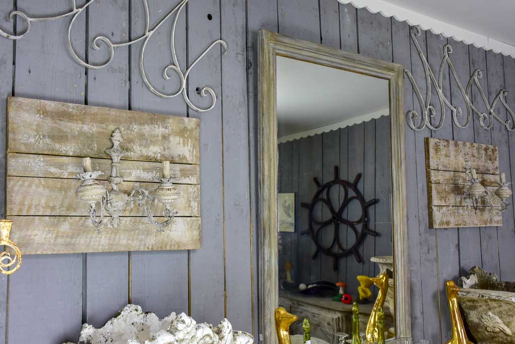 Pair of artisan made wall sconces for candles - salvaged antique materials