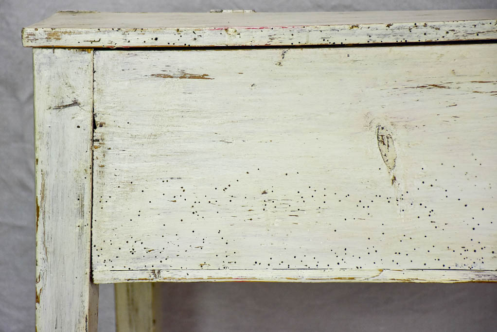Antique French school desk with lid and gray / beige patina