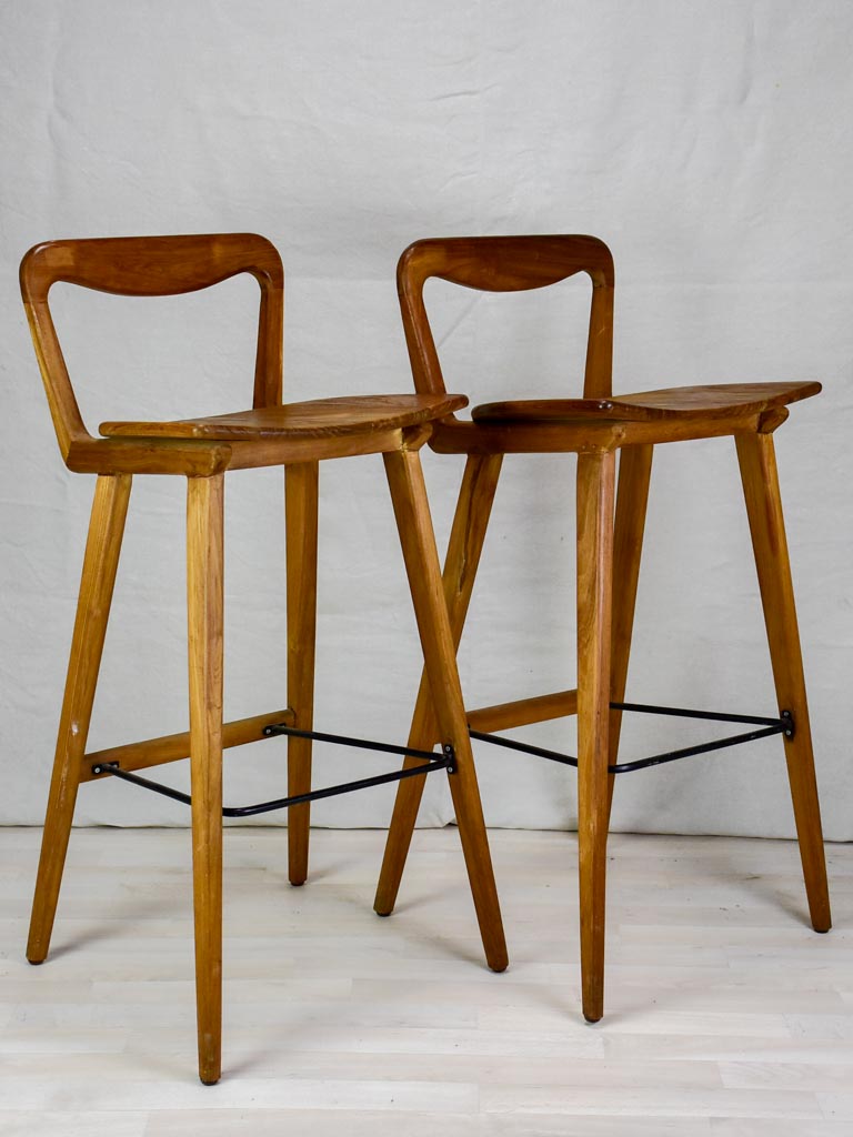 Pair of vintage Scandinavian teak bar stools