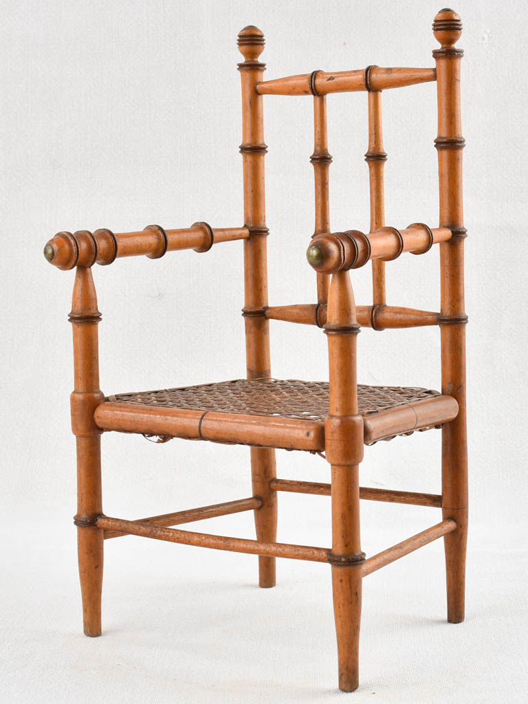 Antique French carved wooden doll's chair