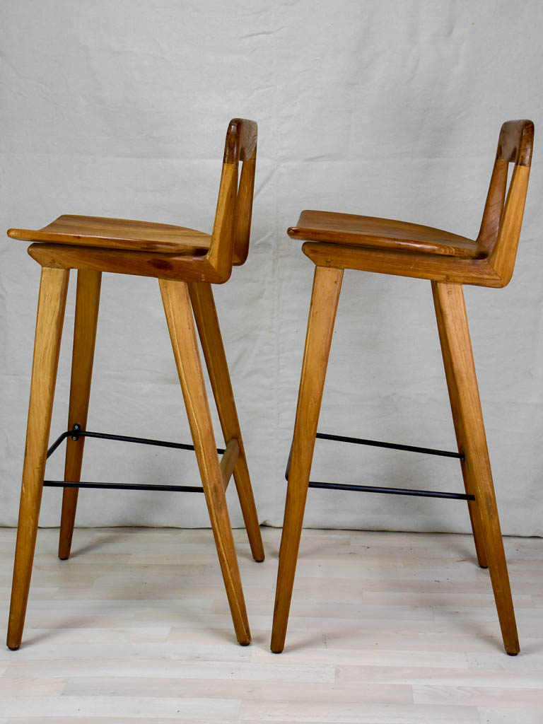 Pair of vintage Scandinavian teak bar stools