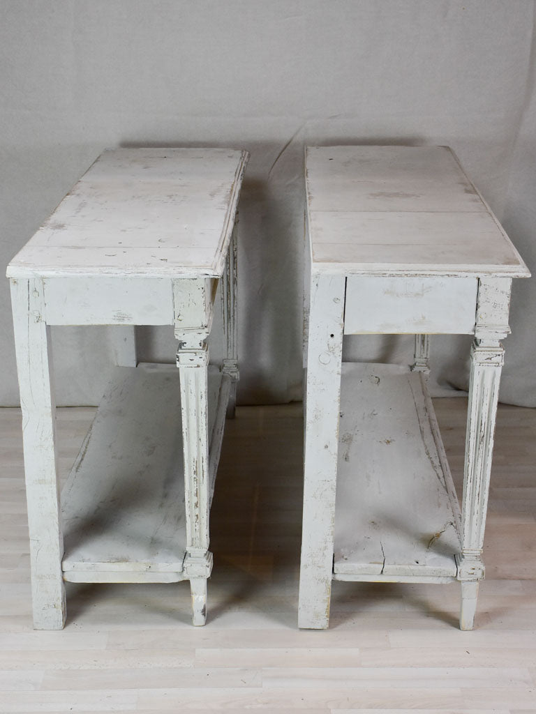 Pair of antique French console tables with beige 53¼"