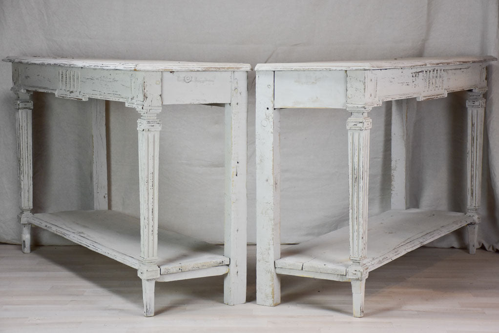 Pair of antique French console tables with beige 53¼"