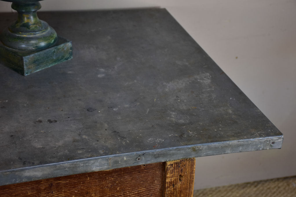 Antique French table with zinc top - florist or oyster table