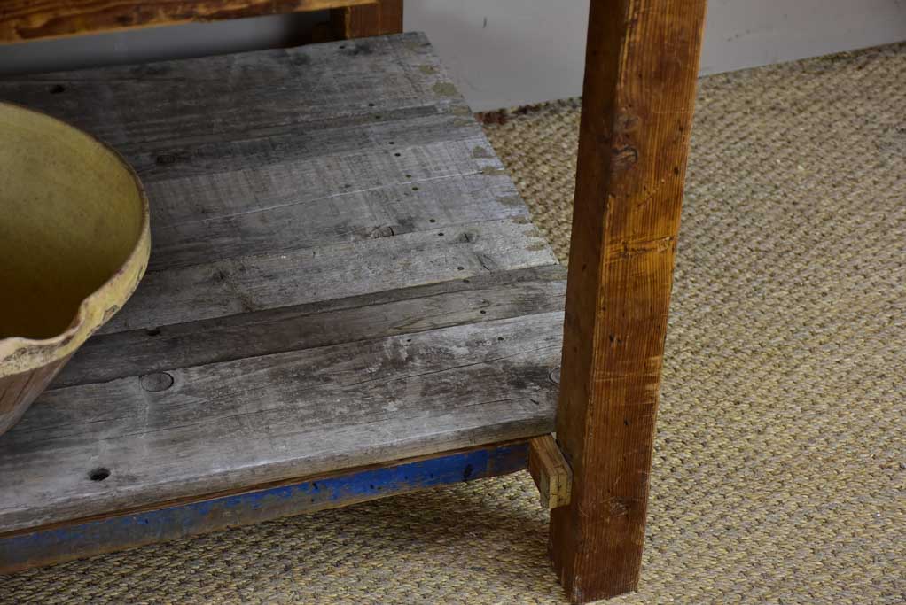 Antique French table with zinc top - florist or oyster table