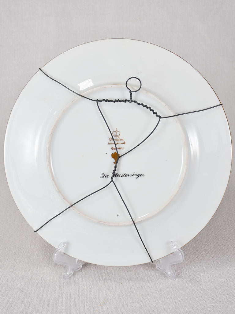 19th century antique plate from Dresden - blue and gold 10¾"