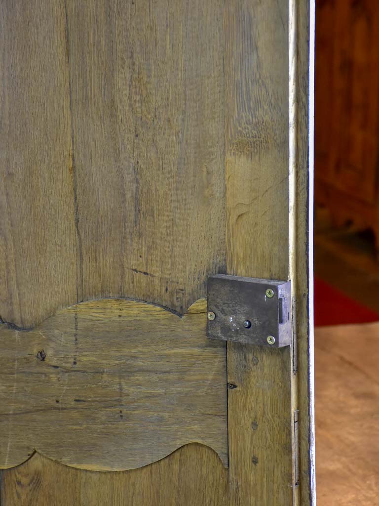 Antique French marriage armoire with white patina