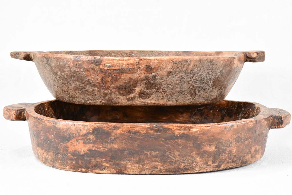 Two large primitive wooden trays 21¼"