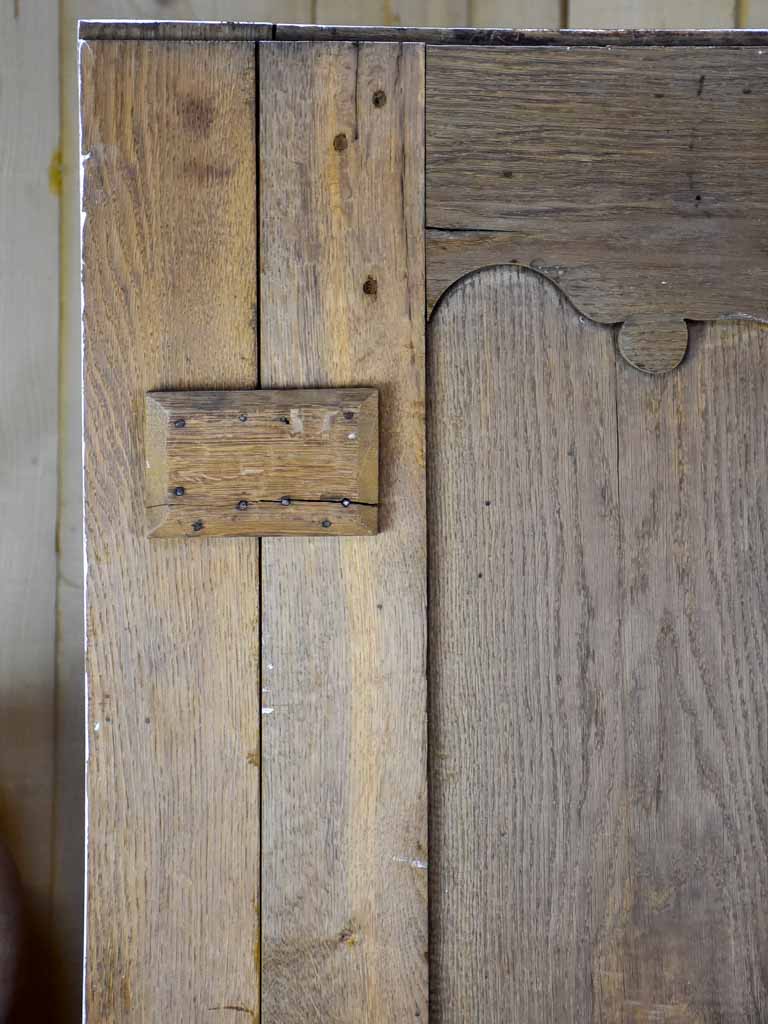 Antique French marriage armoire with white patina