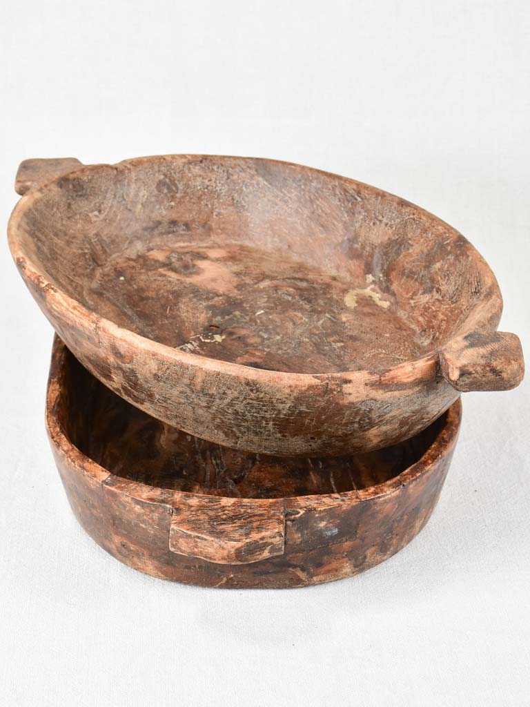 Two large primitive wooden trays 21¼"