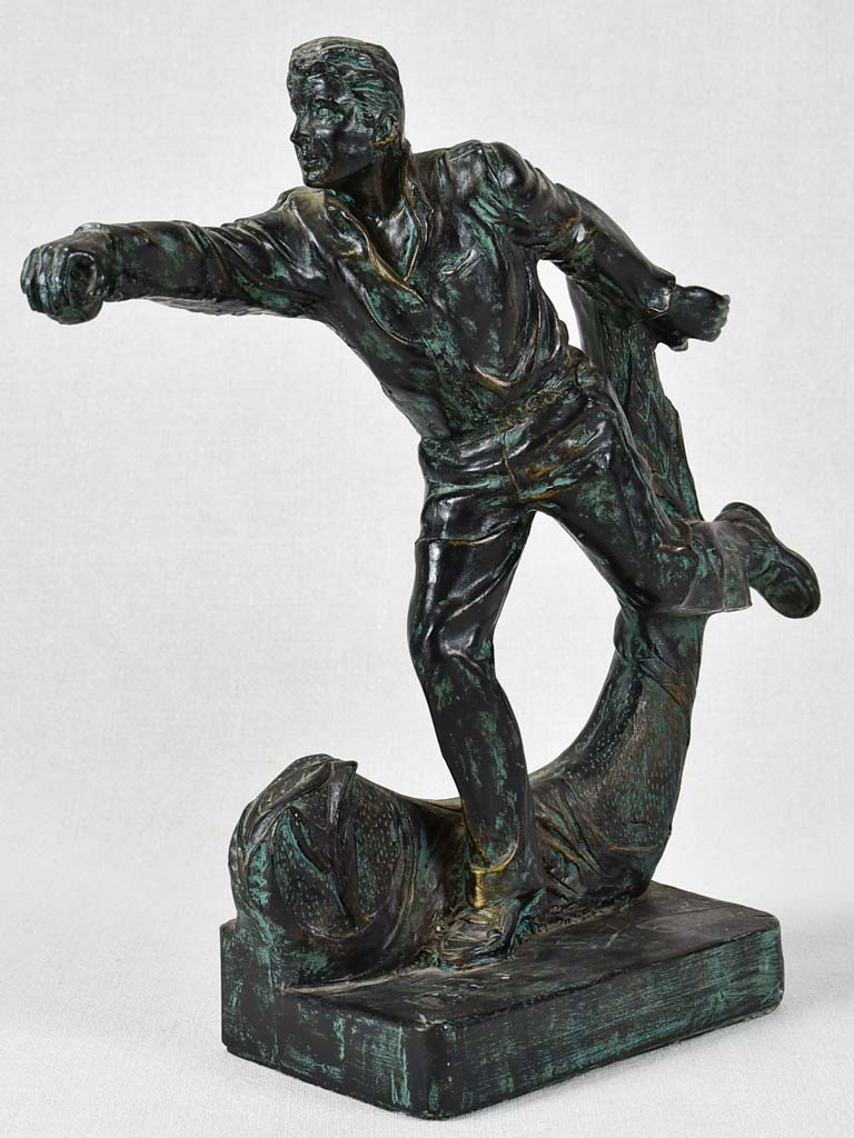 Antique bronze petanque men's trophy 15¼"