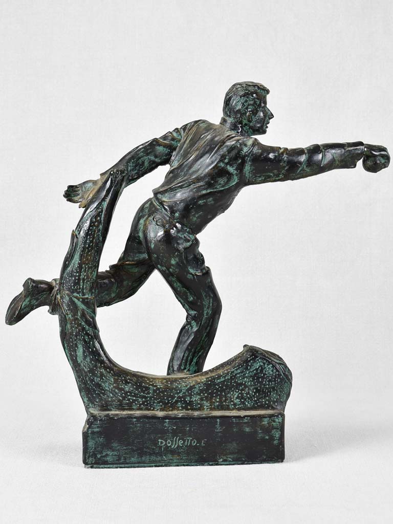Antique bronze petanque men's trophy 15¼"