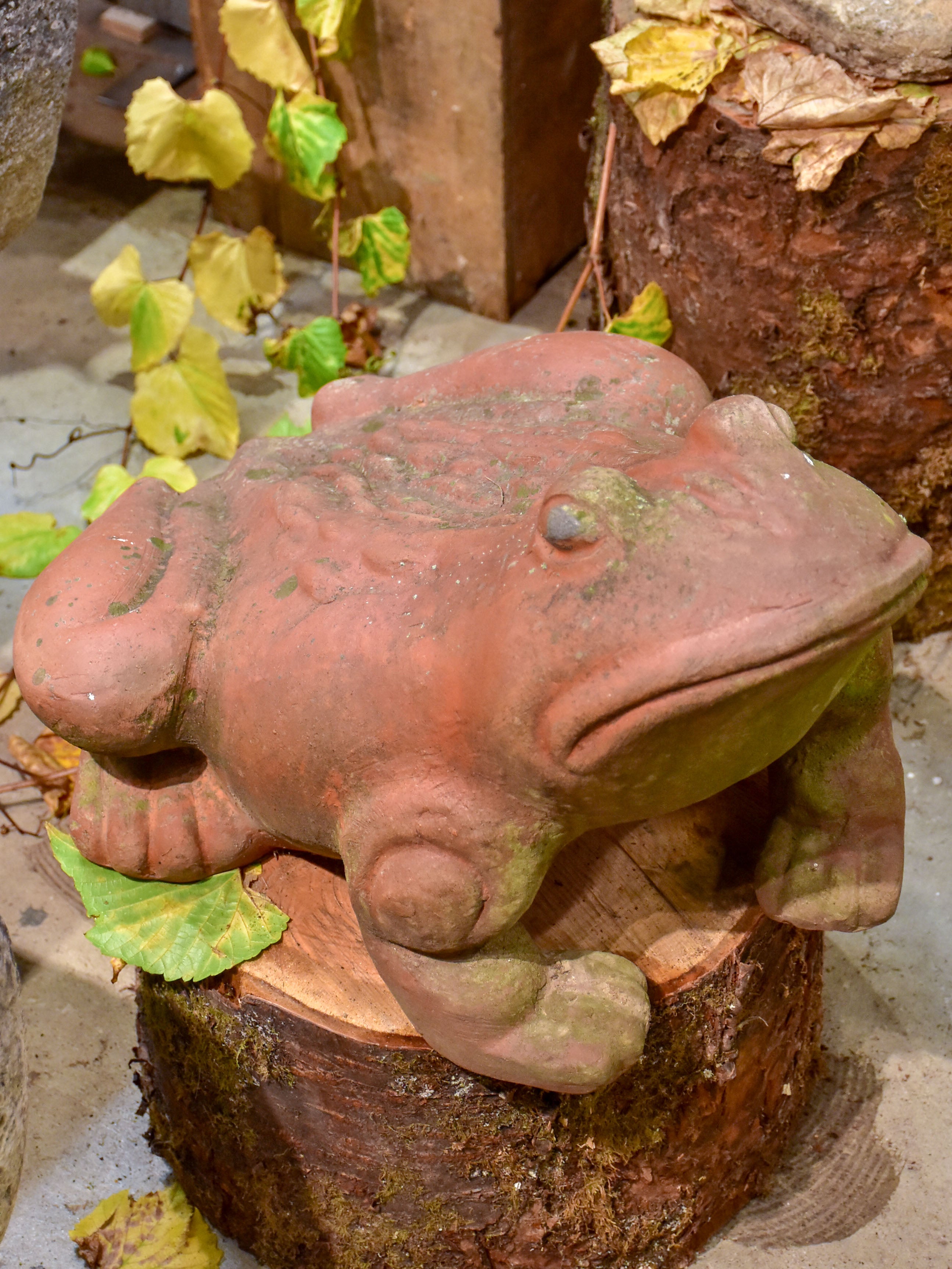 Vintage French garden sculpture of a frog