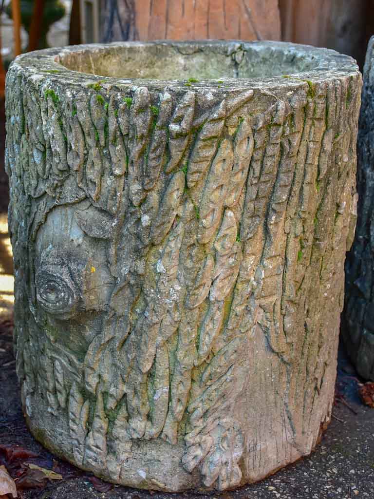 Pair of large faux bois garden planters