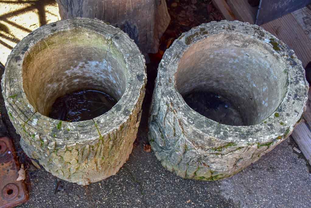Pair of large faux bois garden planters