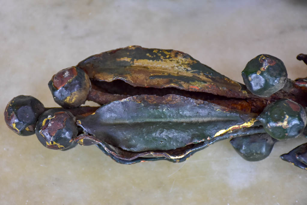 Pair of wrought iron olive branch salvage elements