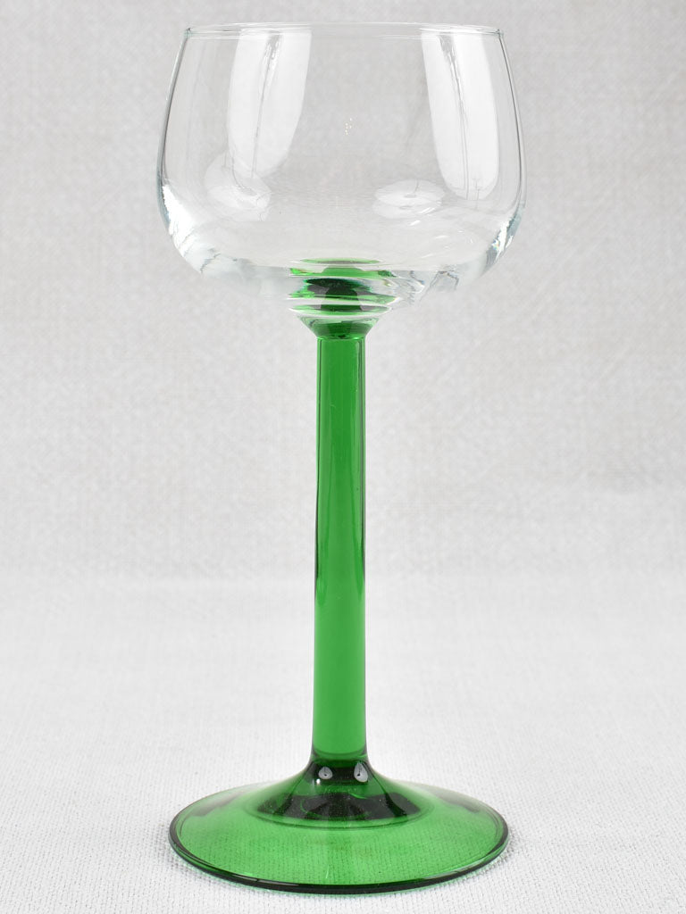 Set of 6 Alsatian wine glasses w/ green stems 6¼"