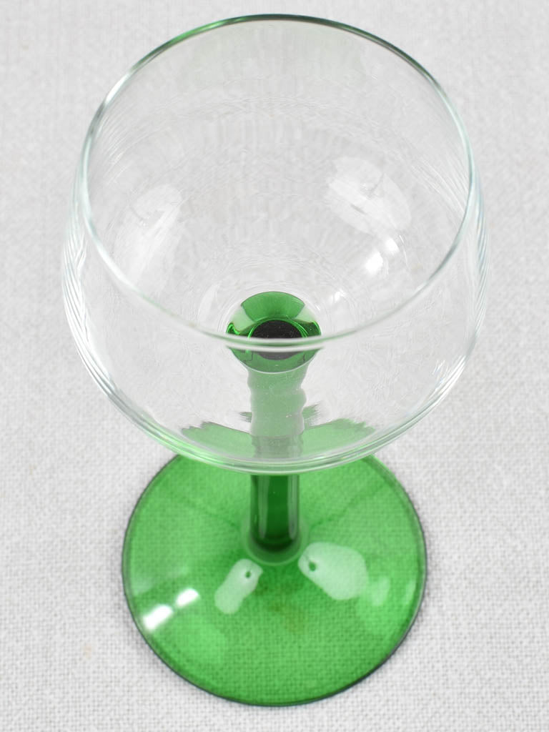 Set of 6 Alsatian wine glasses w/ green stems 6¼"