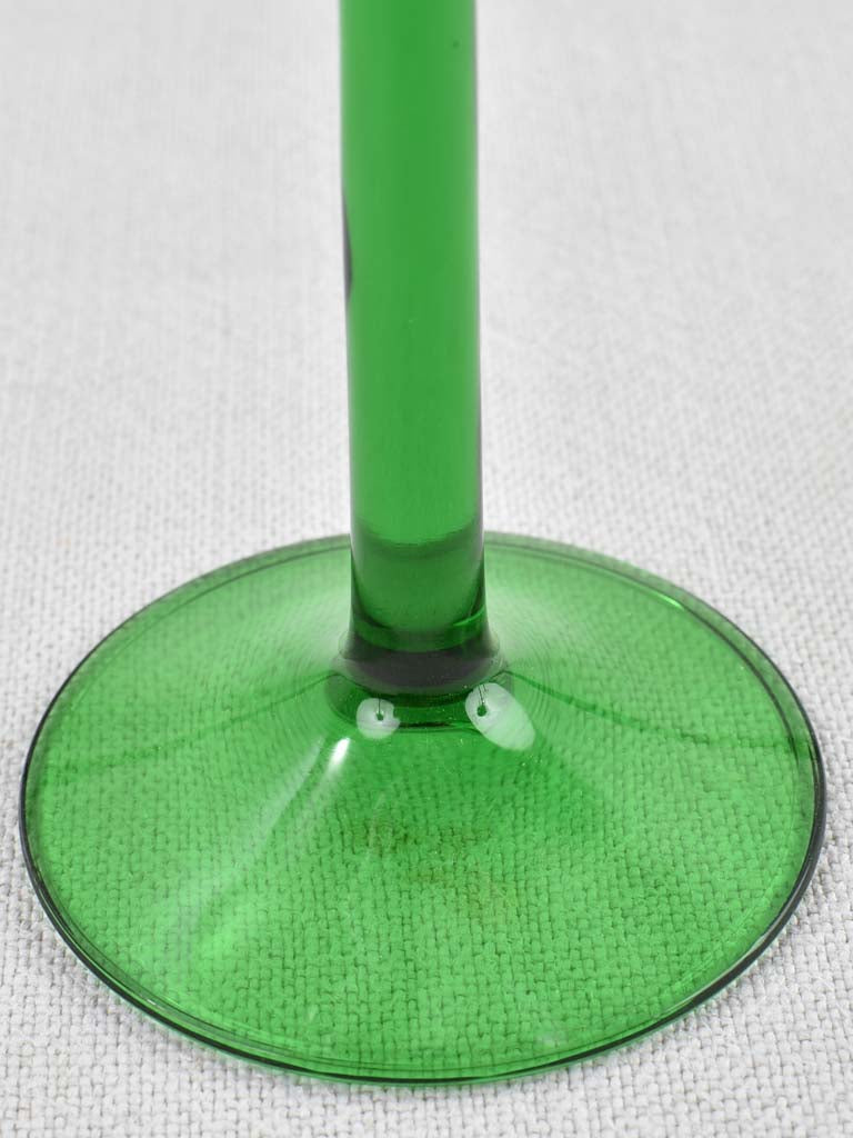 Set of 6 Alsatian wine glasses w/ green stems 6¼"