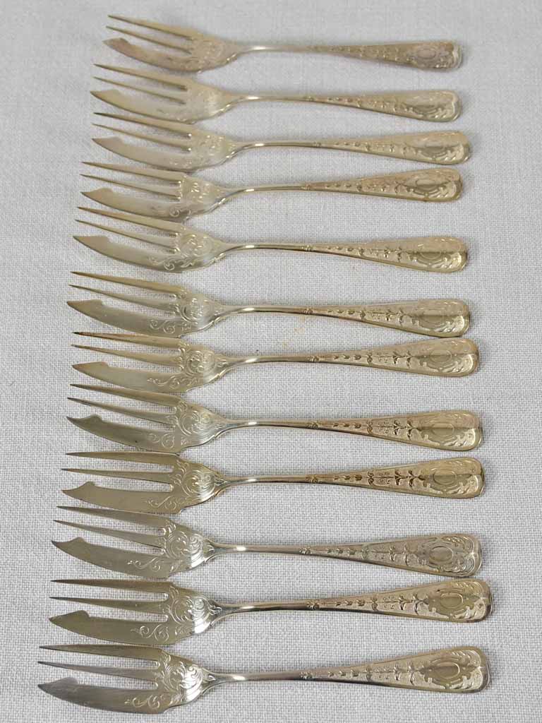 Set of 12 silverplate fish forks - WMFN hallmark