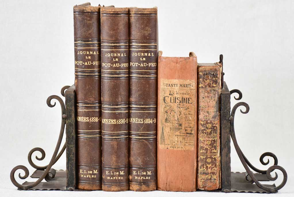 Salvaged Deflt tile and wrought iron bookends