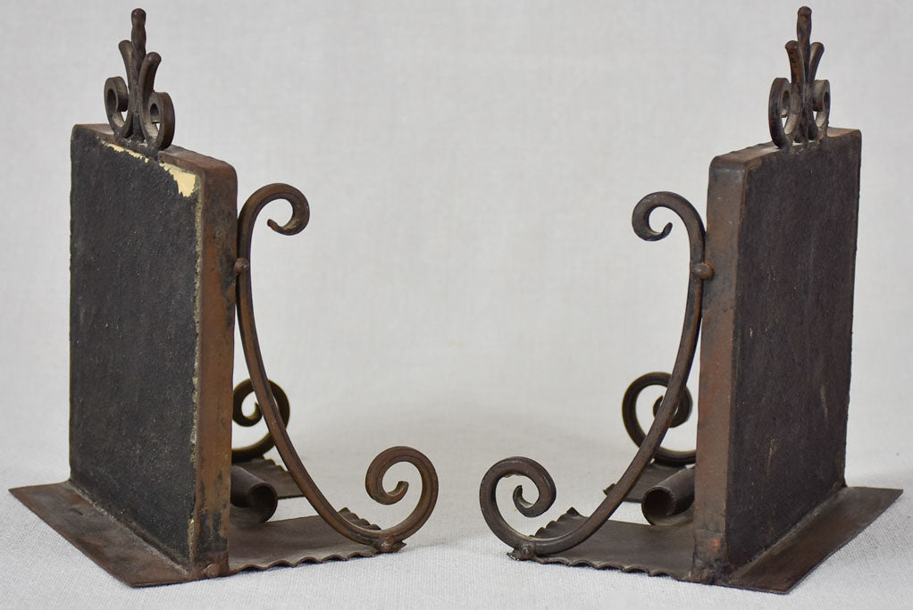 Salvaged Deflt tile and wrought iron bookends