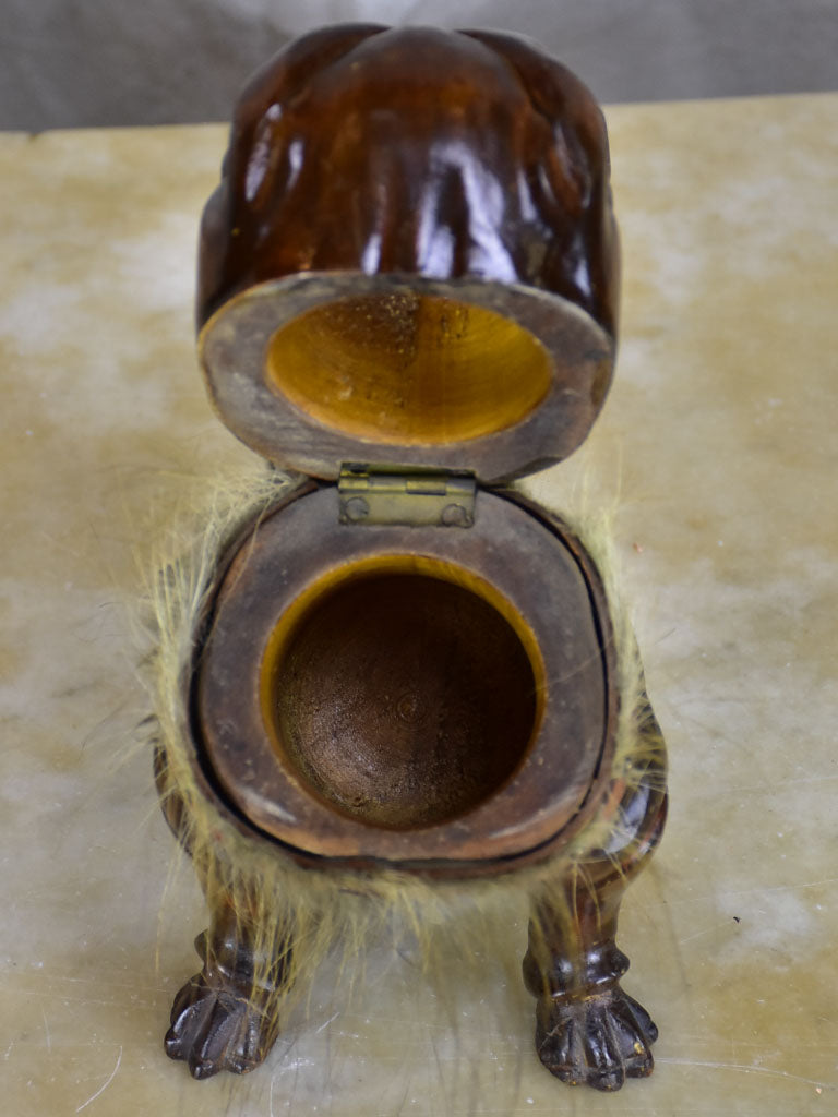 Antique French bulldog tobacco container