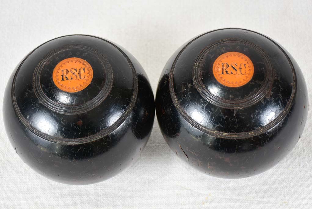 Antique English lawn bowls - RSC Thomas Taylor