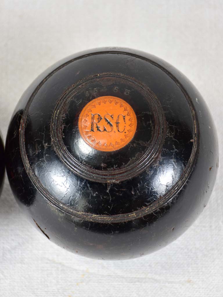 Antique English lawn bowls - RSC Thomas Taylor