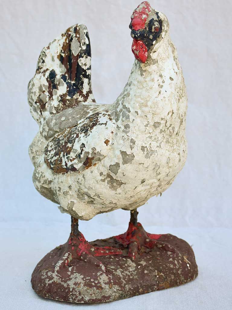 Vintage French garden sculpture of a hen 14½"