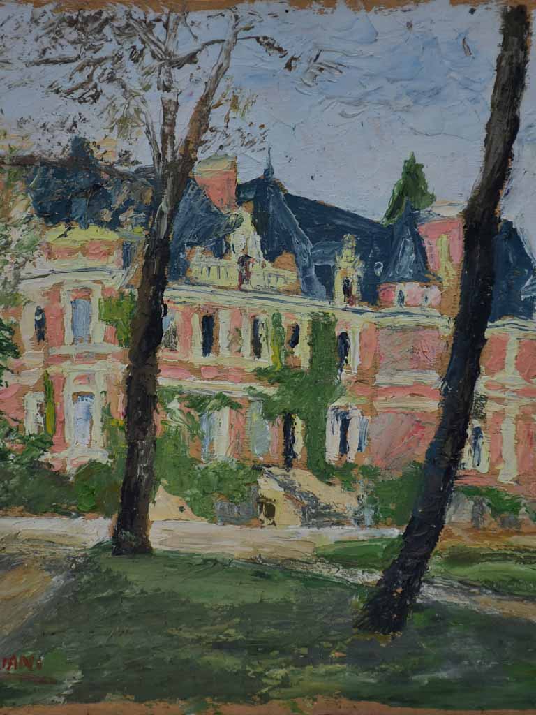 Mid century French painting of 19th Century Chateau de la Sauldre