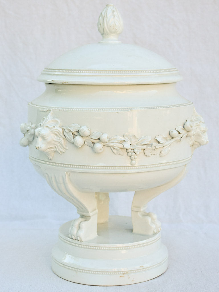 Antique Italian soup tureen with lions head motifs 16¼"